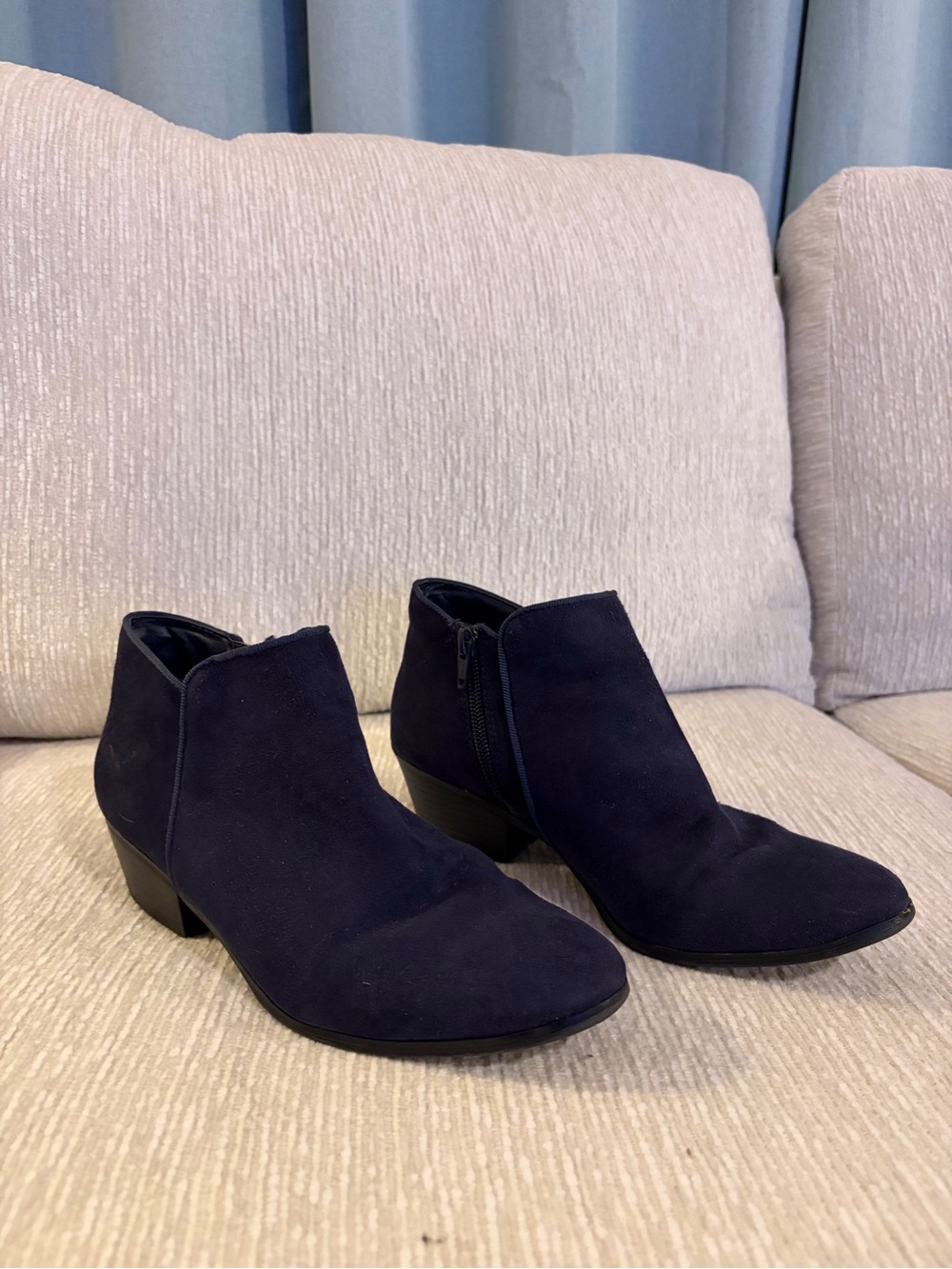 St. John's Bay Navy Suede Ankle Booties with Side Zip